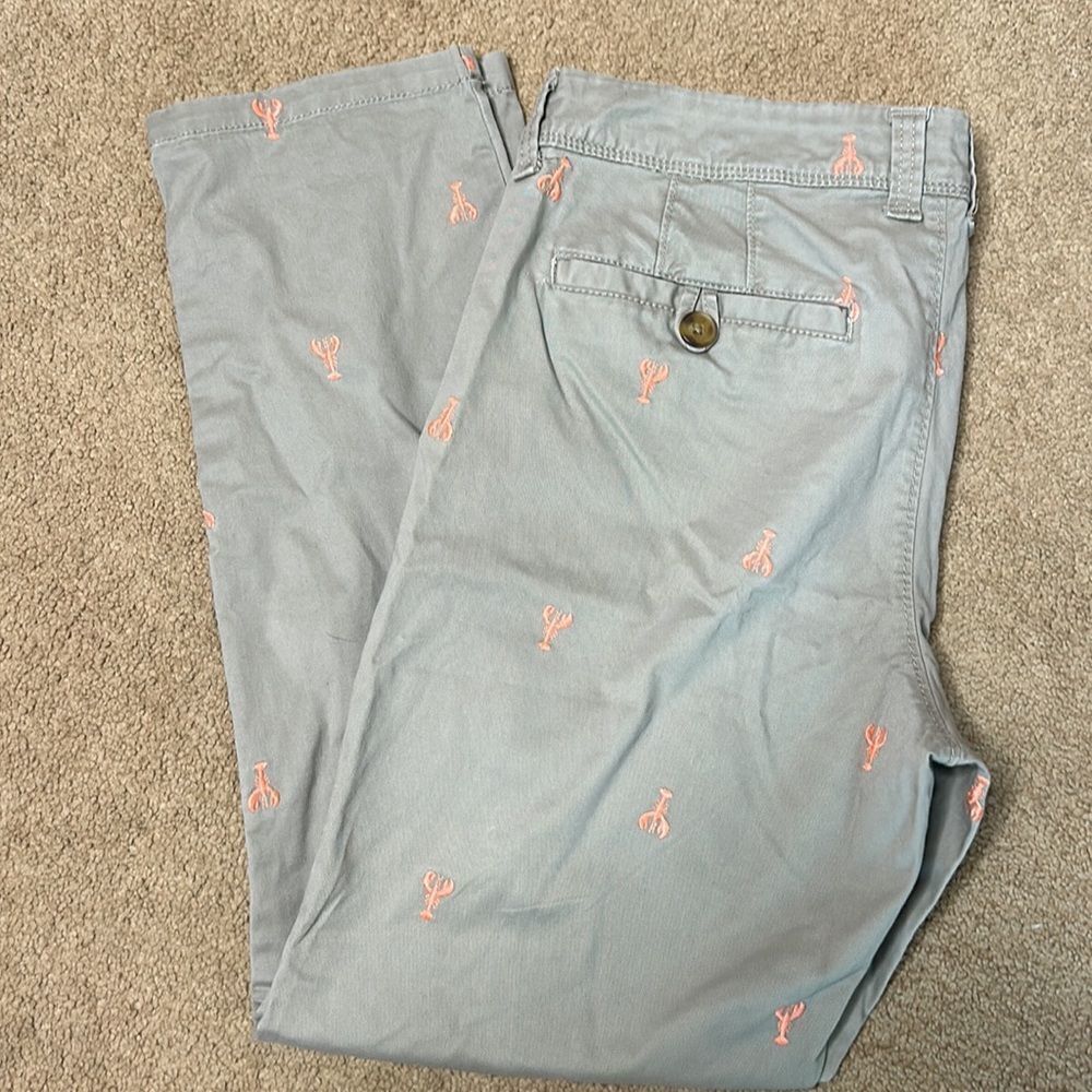 Old Navy Gray Khaki Pants with Pink Lobsters Size 6
